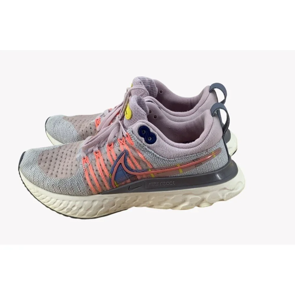 Nike React Infinity Run Flyknit Womens Running Shoes Pink Gray Orange Size 9.5 - Picture 5 of 9